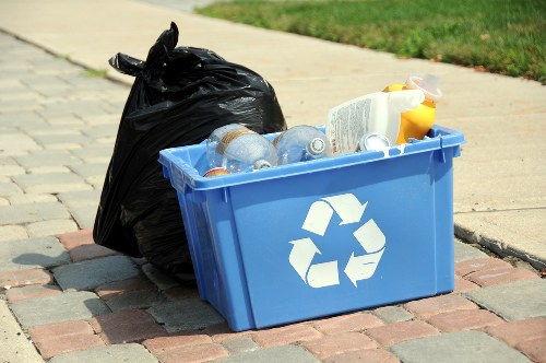 Clean and organized office space with proper waste bins